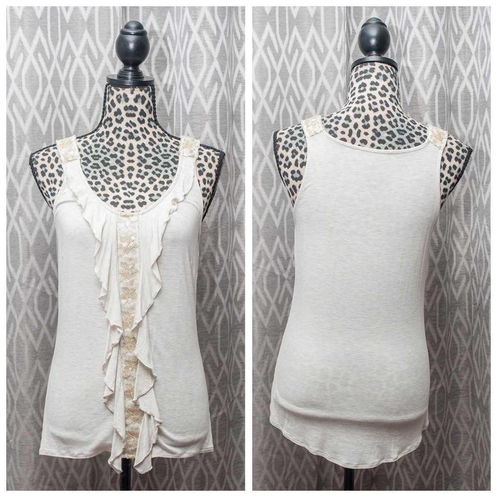 Ivory/light tan Gold Sequin Detail Tank